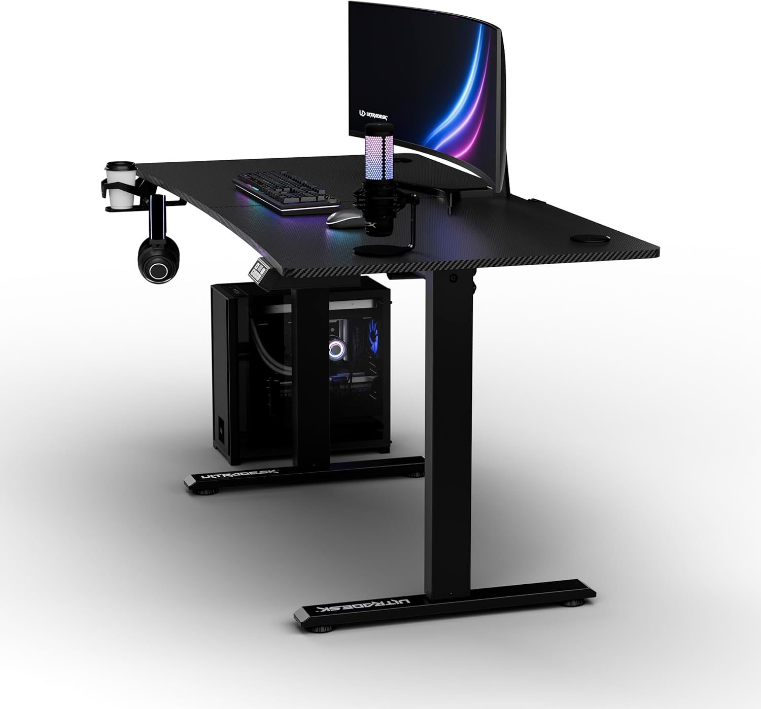 ULTRADESK - Level V2 Höhenverstellbarer Schreibtisch - Elektrischer Computertisch - 140x68 cm, für Gaming, Büro, Homeoffice - Gamingtisch, Computer Desk - Schwarz