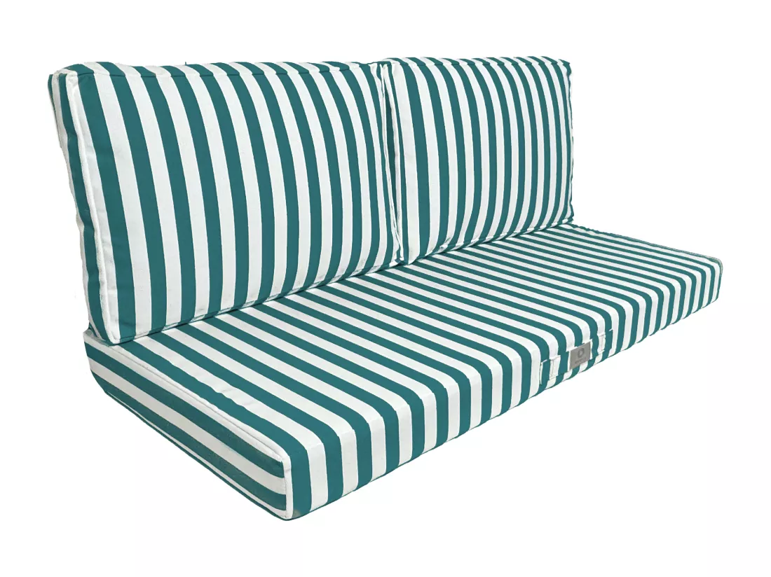 Coussins pour salon de jardin déhoussable 100x50cm - Rayure Vert