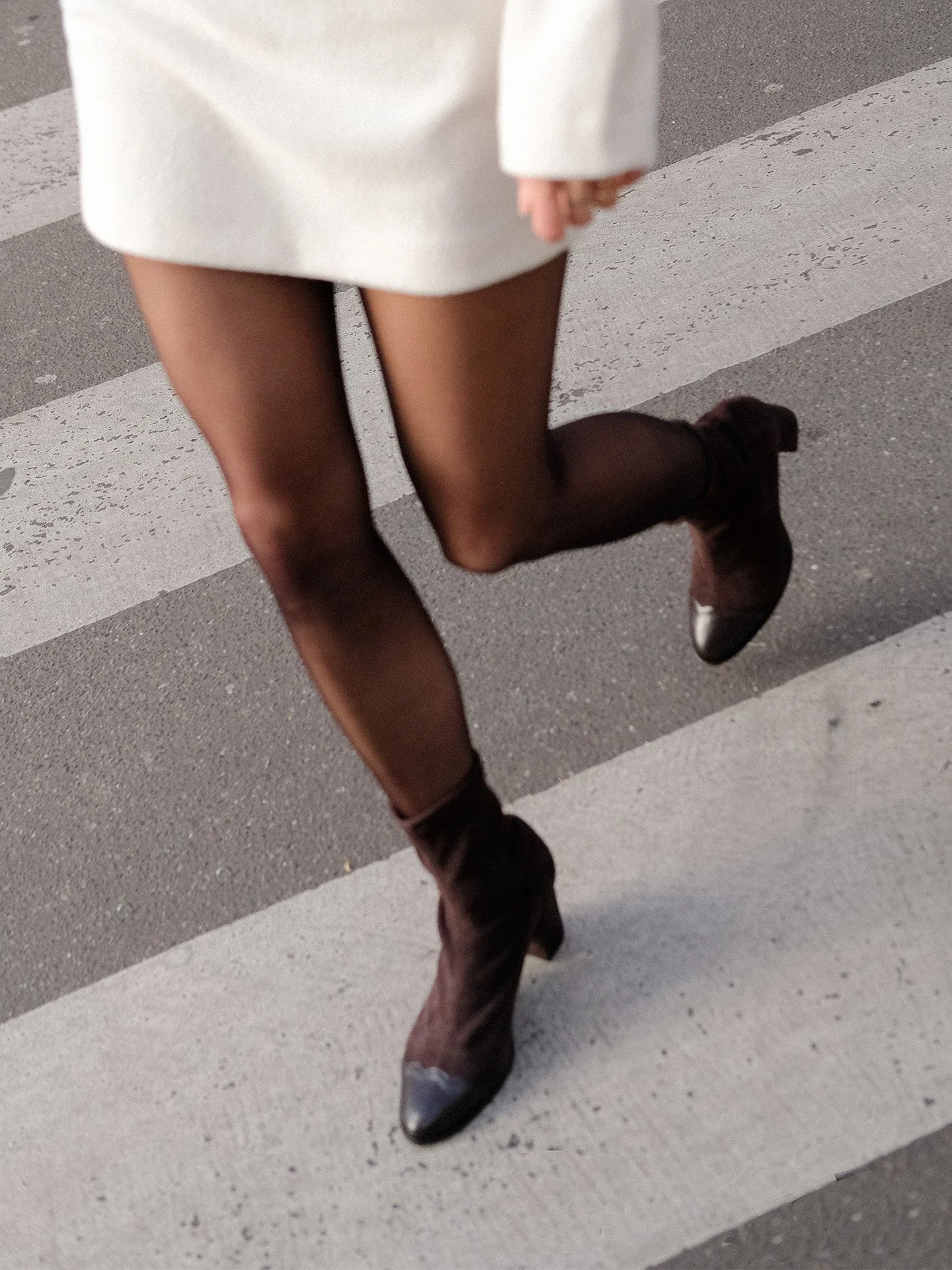 FELICE STRETCH BROWN - Bottines stretch à talon en cuir velours | Marron