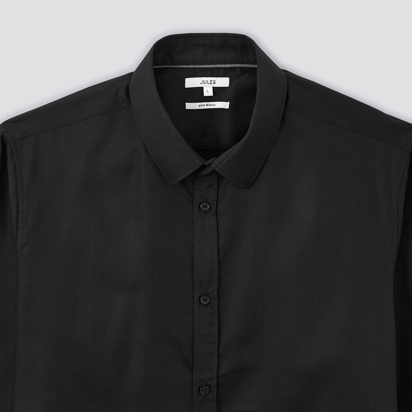 Chemise slim unie stay white/black coton Noir