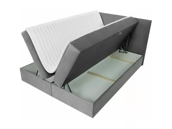 Lit continental Baltimore 147, Continental, Double, Noir, 140x200, Tapisserie, 144x208cm