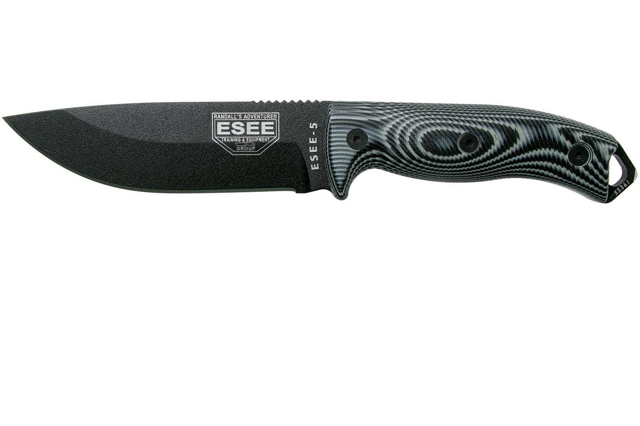 ESEE Model 5 Black Blade 3D Grey-Black G10 survivalmes 5PB-002 kydex schede   clip plate