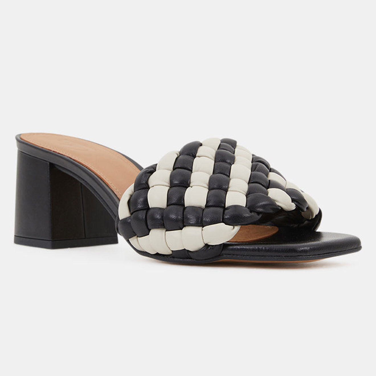Flattered Mules en Cuir Odessa noir/blanc - Talon 5.5 cm