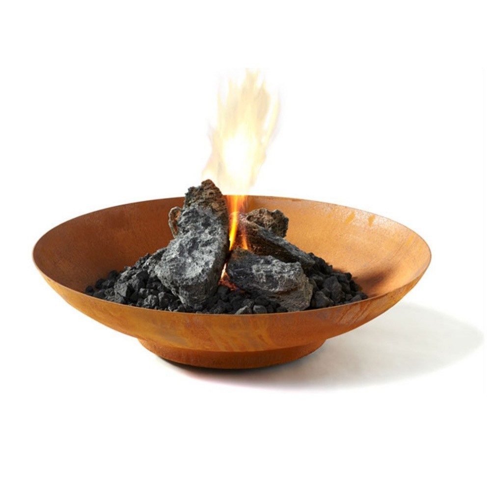 Brasero keyo ø120 cm - acier corten - chauffage exterieur - feu de bois - effet rouille - h : 21 cm - resistance au gel