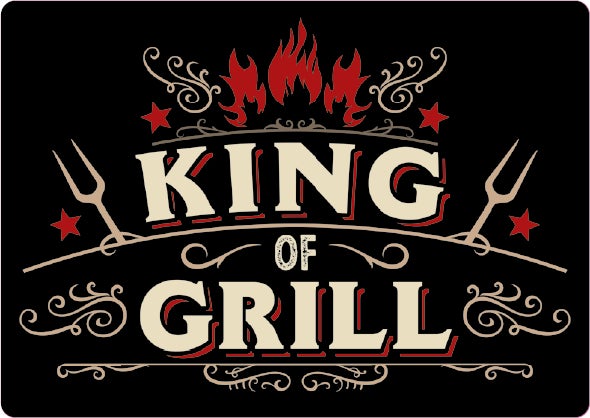 Plenty Gifts tuin wanddecoratie Blik King of grill zwart 14,8 x 21 x 0,5 cm