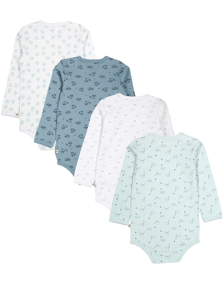 Langarmbody CUTIE BOY  4-er Pack in weiß/blau
