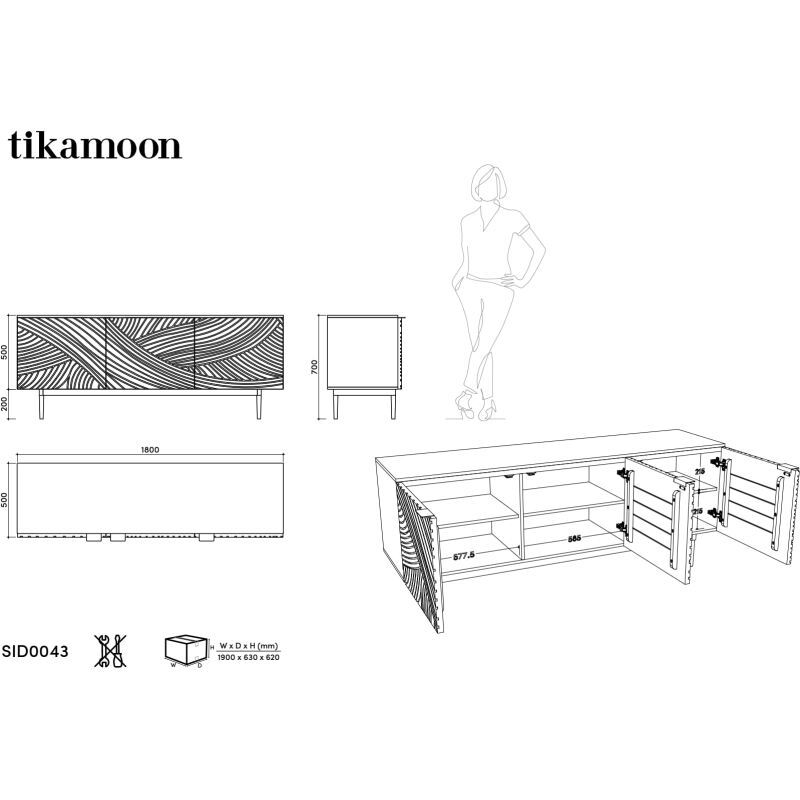 Buffet en manguier massif et terrazzo L 180 cm Bilal