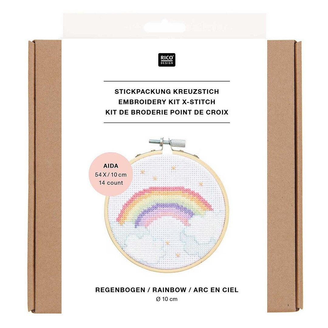 Borduurring met garen - regenboog Ø 10 cm