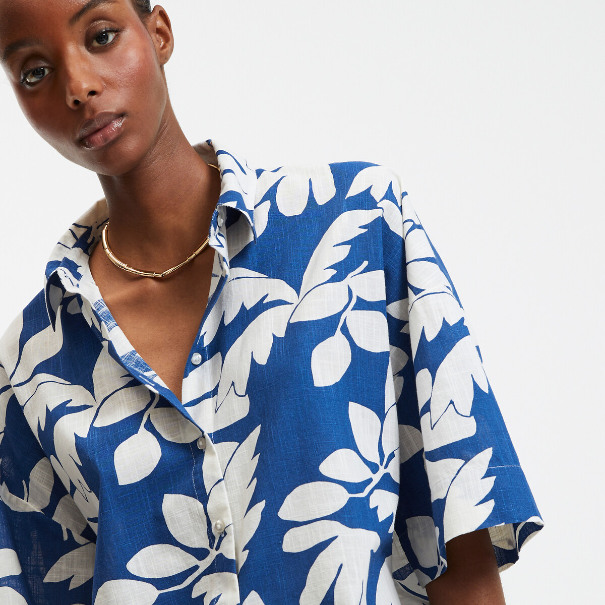 COLEÇÃO LA REDOUTE<br>Camisa oversized estampada com mangas curtas
