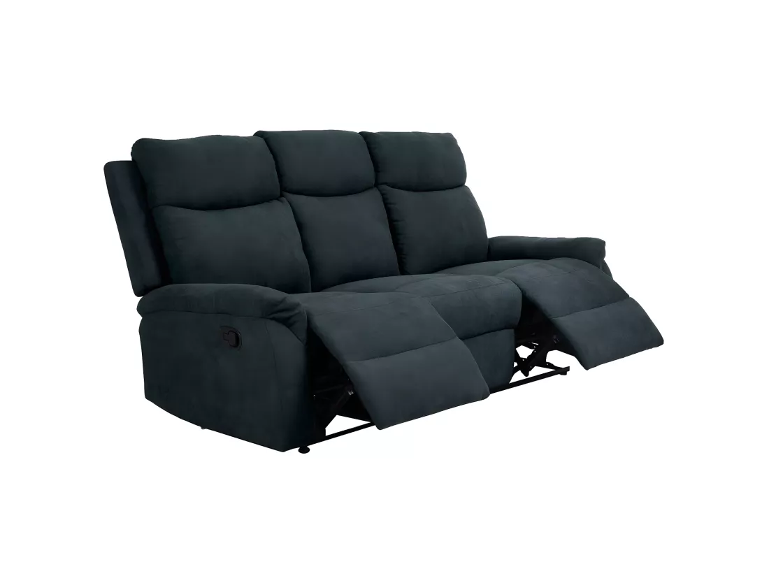 SACRAMENTO - Canapé Relax Manuel 3 Places Tissu Gris Foncé