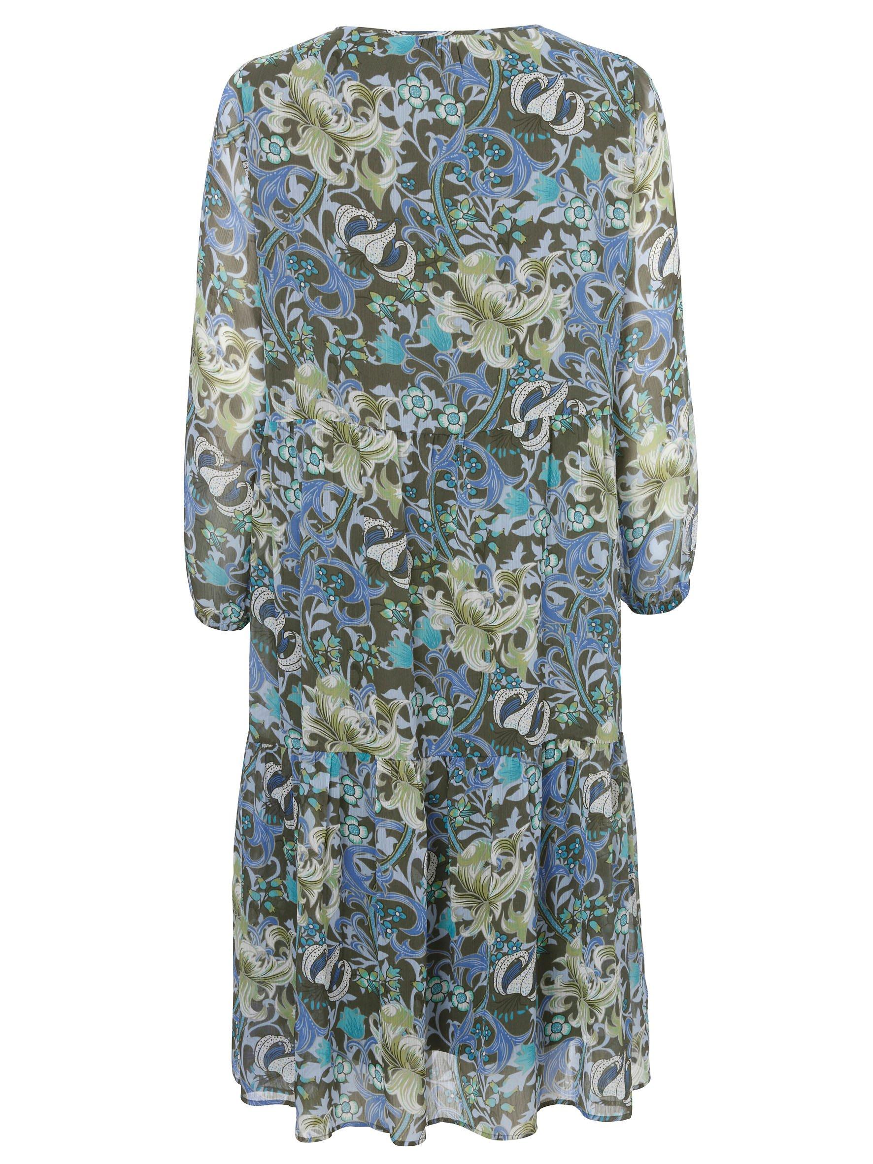 Gefüttertes Chiffonkleid mit Blumendruck