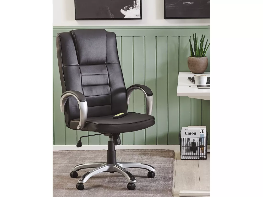 Fauteuil massant avec fonction chauffante GRANDEUR Cuir PU Noir
