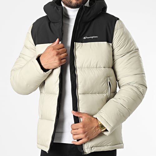 Doudoune Capuche 218080 Noir Beige