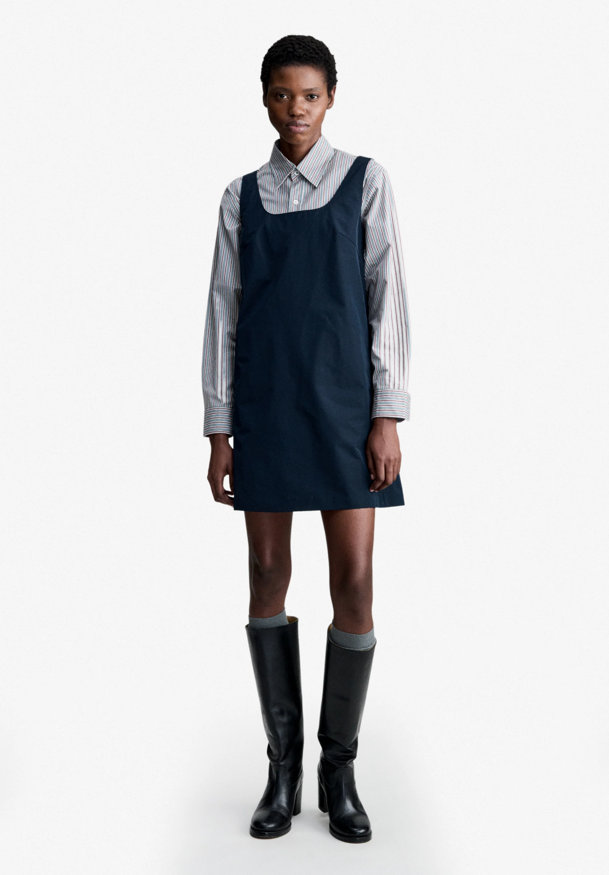 Robe chasuble en taffetas bleu marine - Dark navy