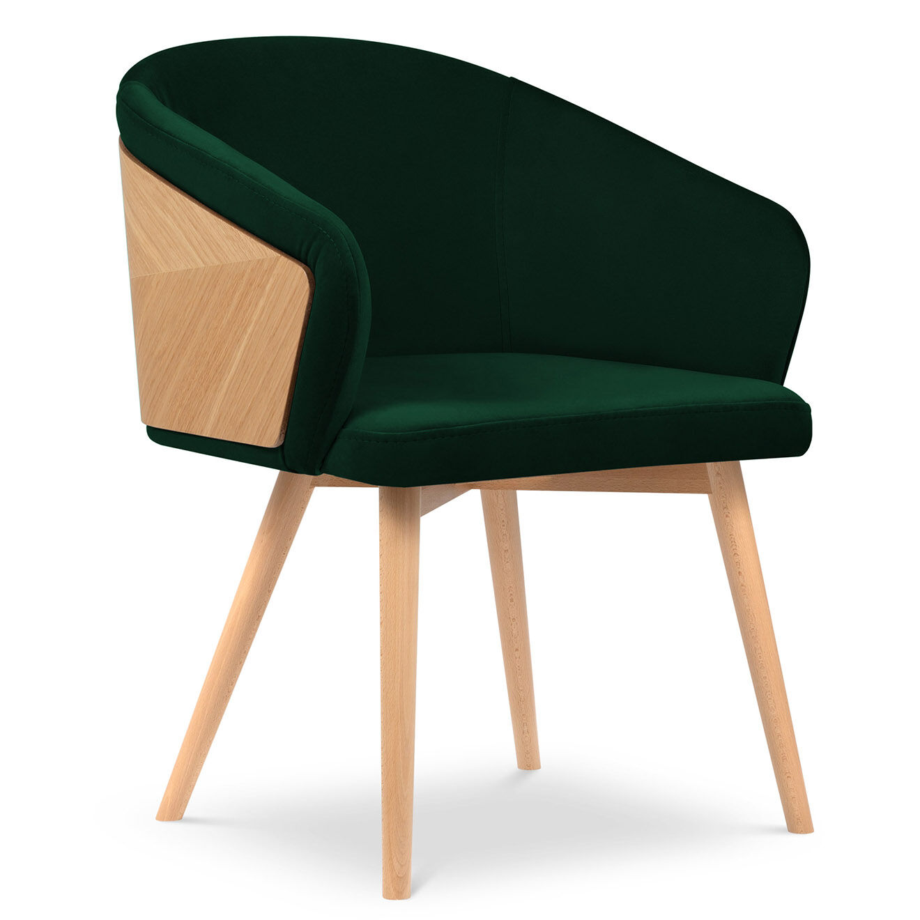 Windsor & Co Chaise Velours Tucan vert bouteille - 56x55x82 cm