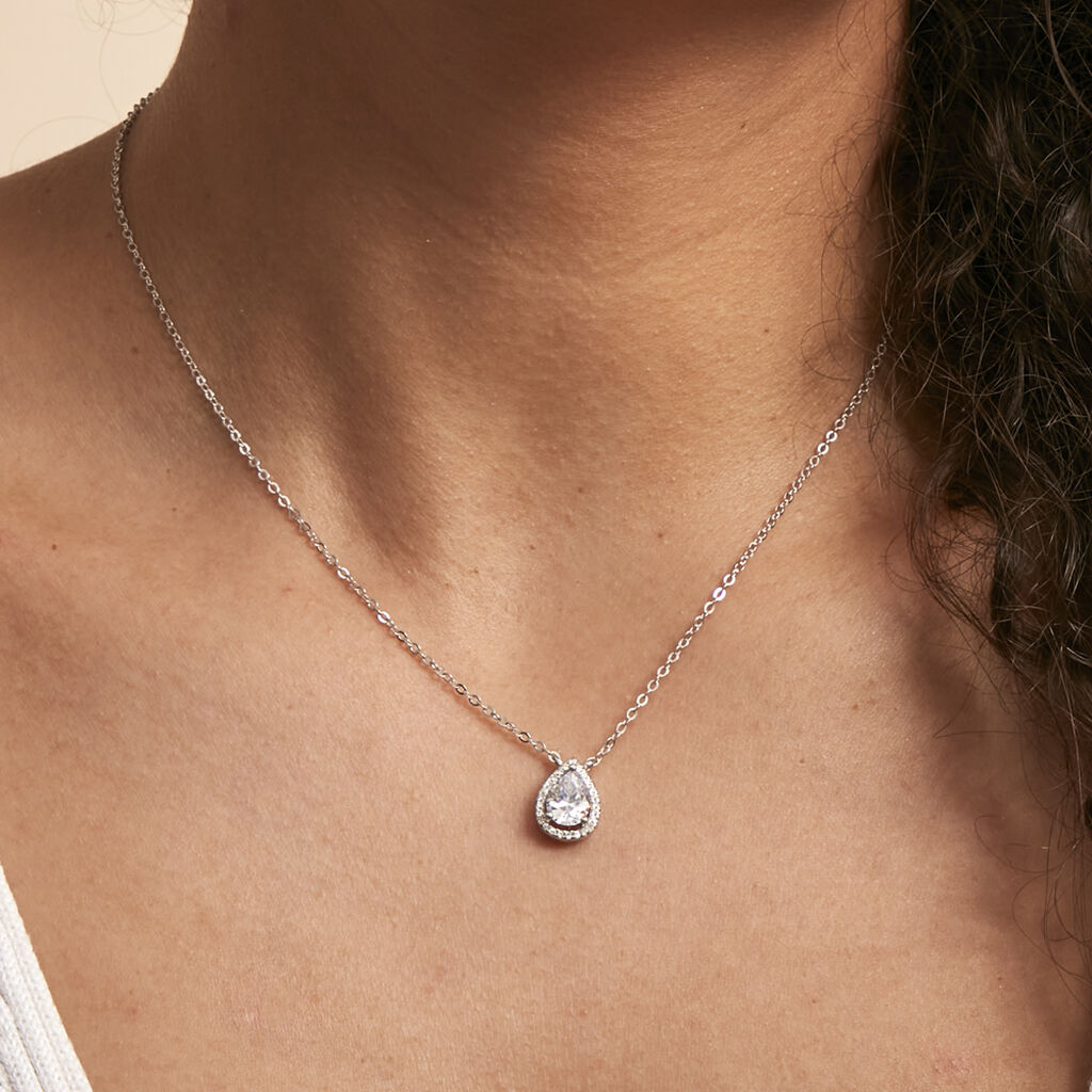 Collier Hafza Argent Blanc Oxyde De Zirconium