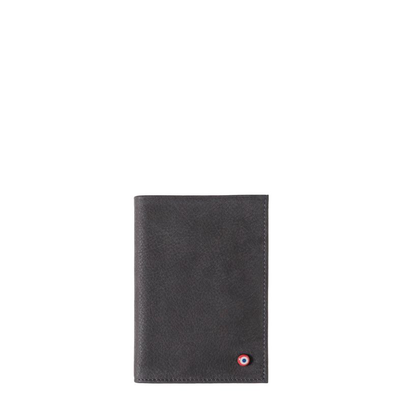 Grand Portefeuille Albert en cuir Nubuck Nuage gris