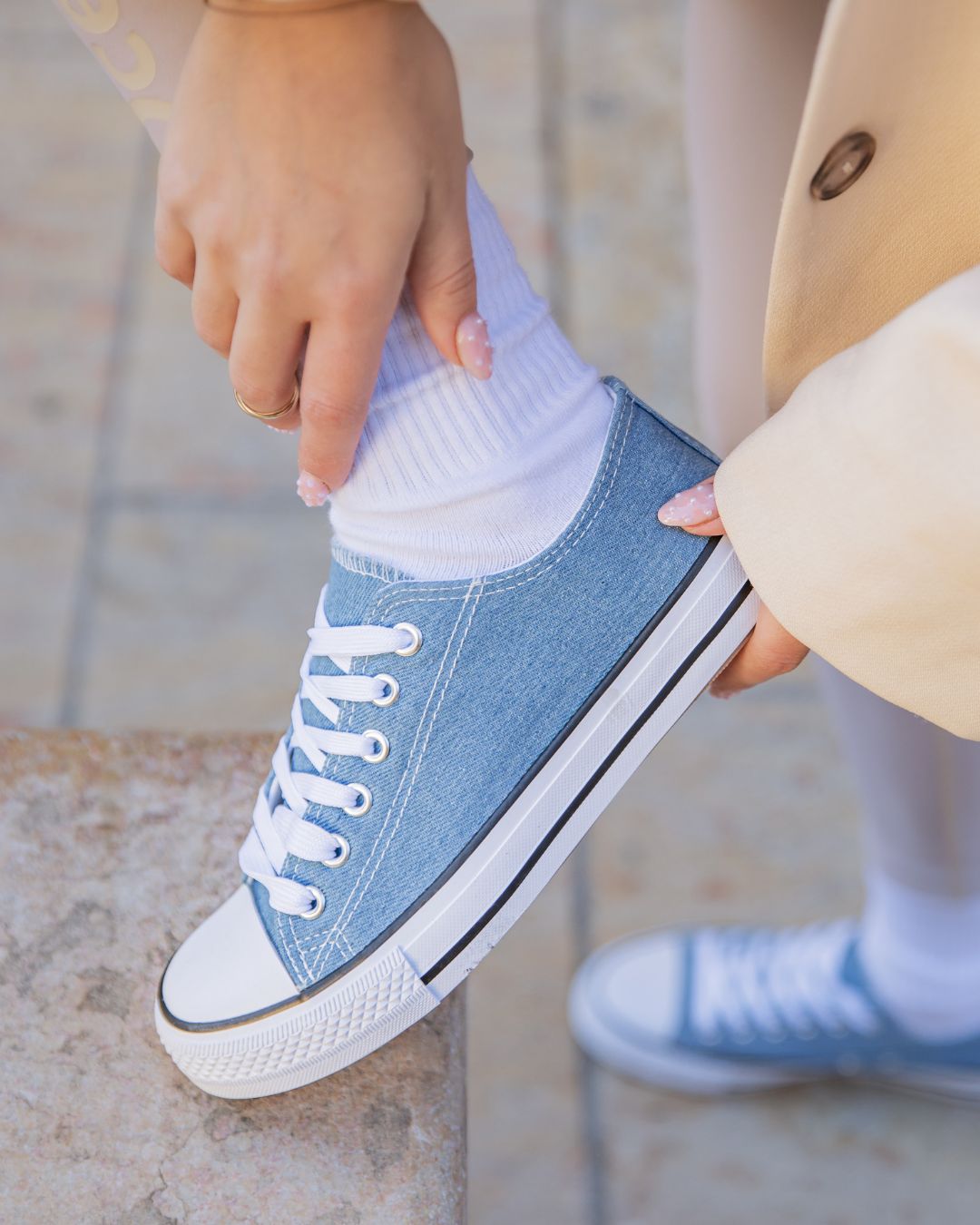 Basket femme denim en toile blue jeans à lacets - Sandra