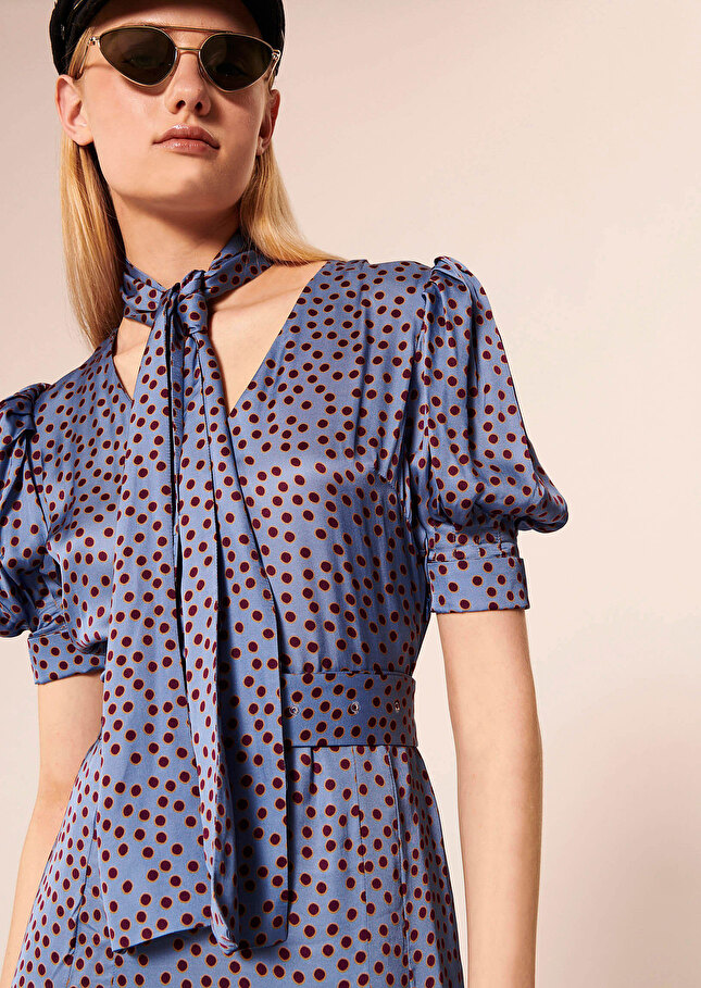Robe Ranyableue imprimée à pois