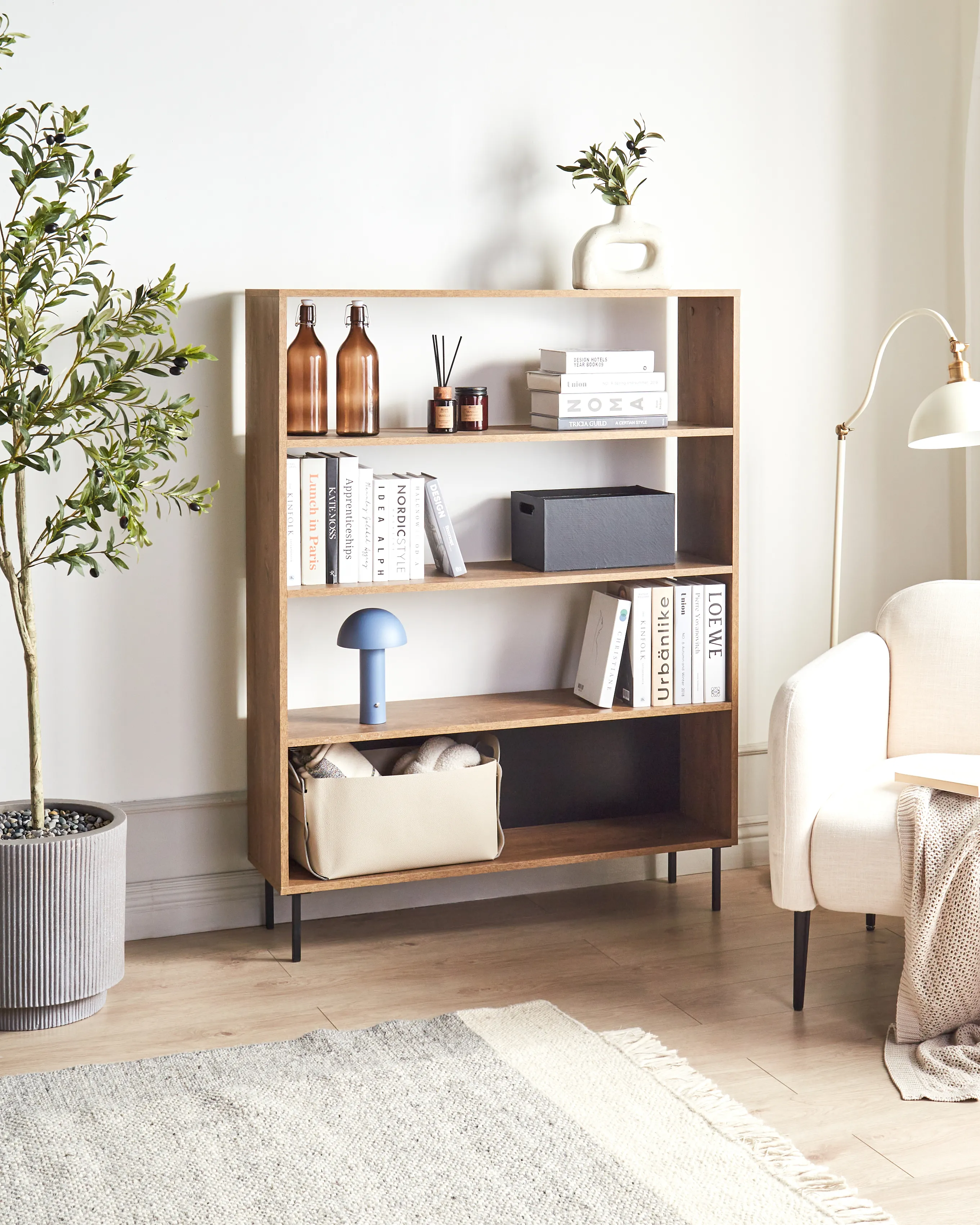 Boekenkast met 4 planken NANTON 140 cm Donkerbruin