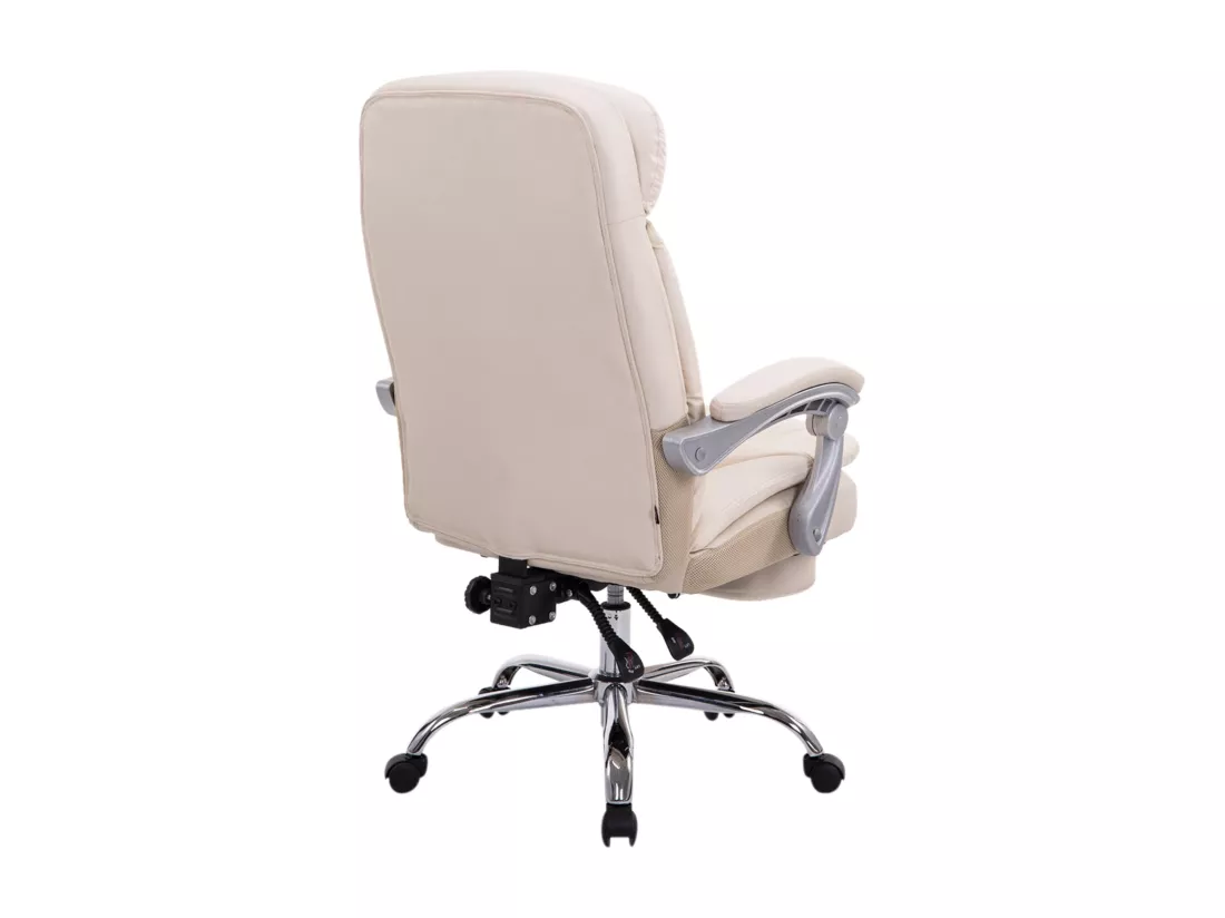 Chaise de bureau - Similicuir & Métal chromé - Crème - XL Troy