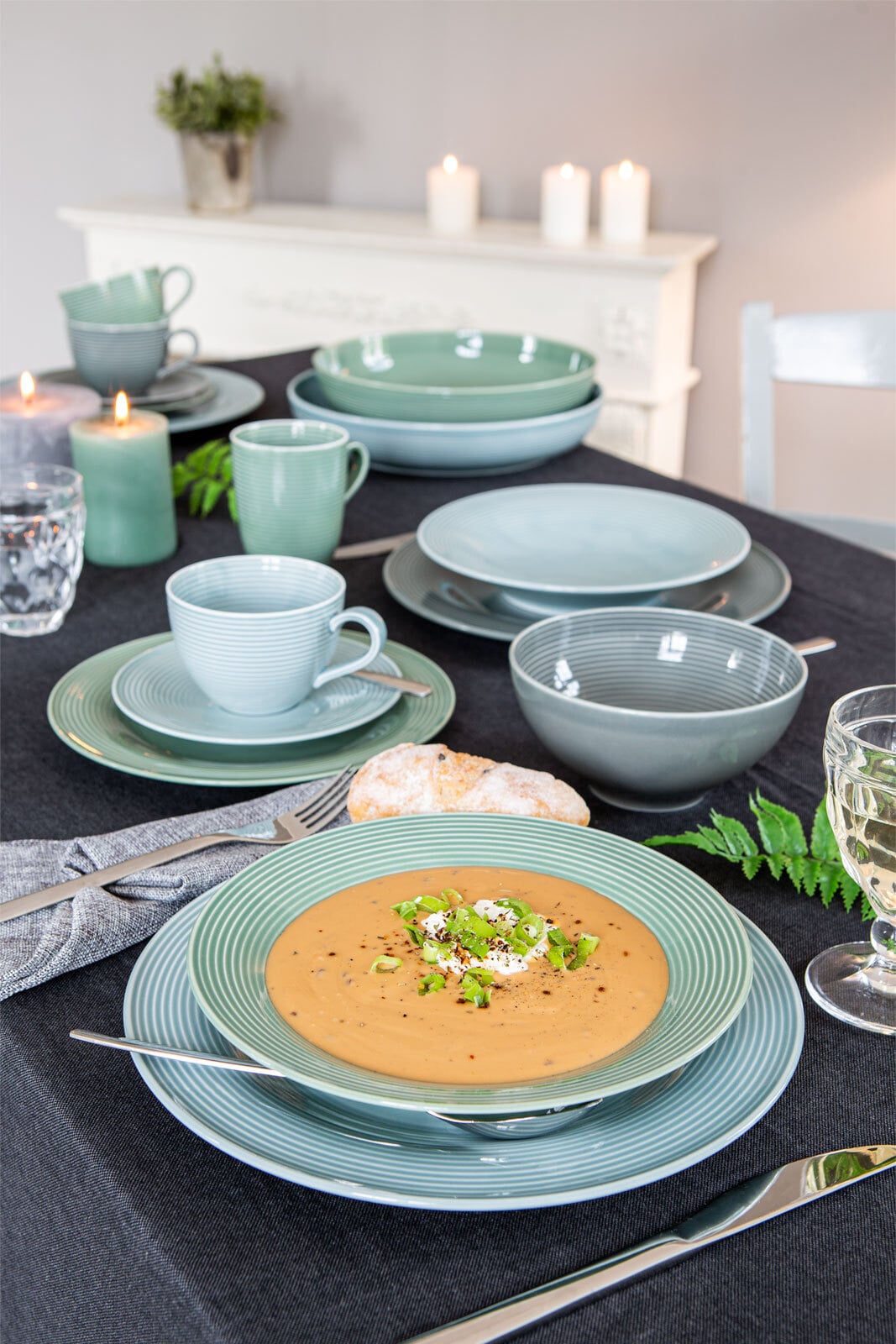 Seltmann Weiden Tafelservice BEAT COLOR GLAZE 12-teilig arktisblau