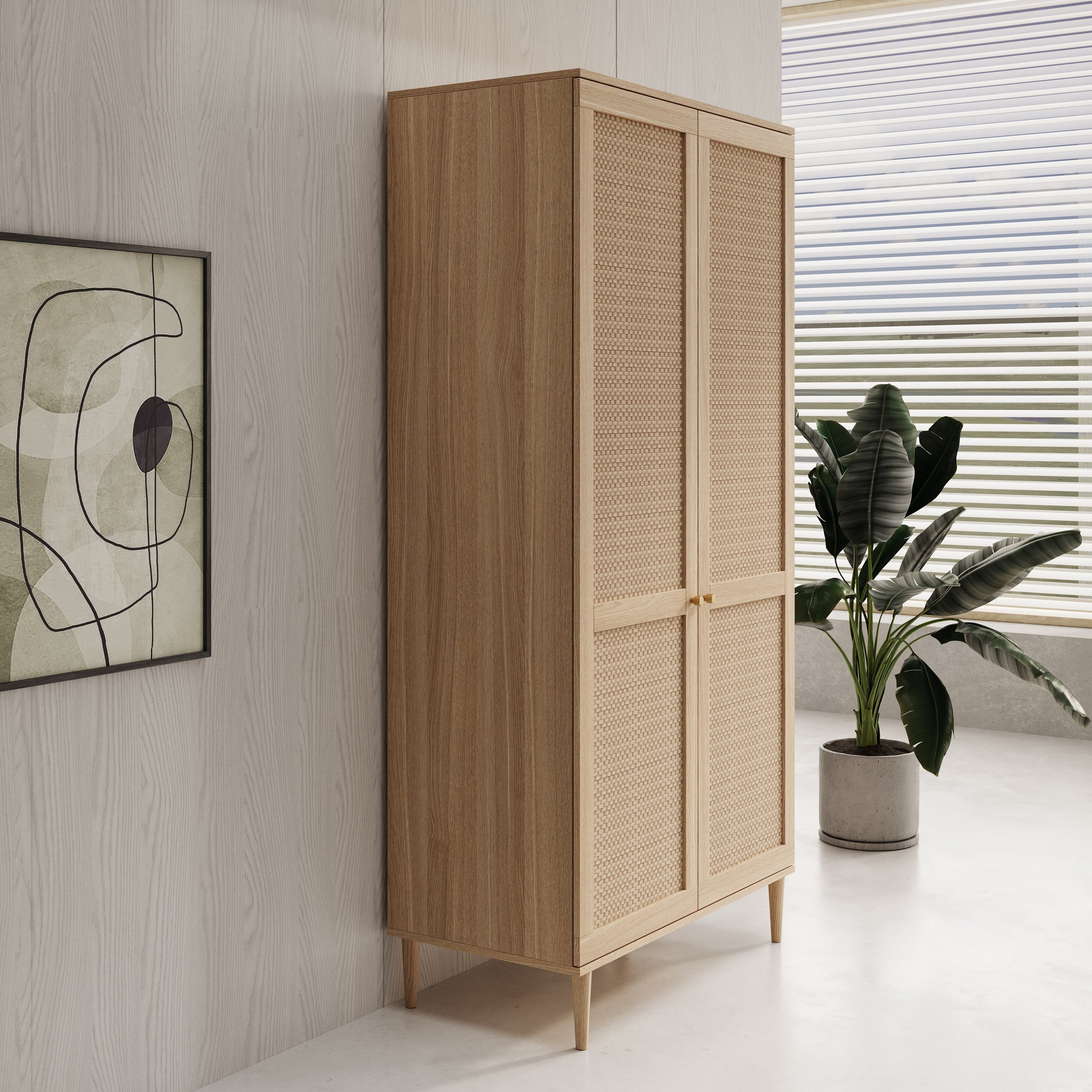 Meubella - Crimson - Kledingkast 2-deurs - Eiken - 110x52x208 cm