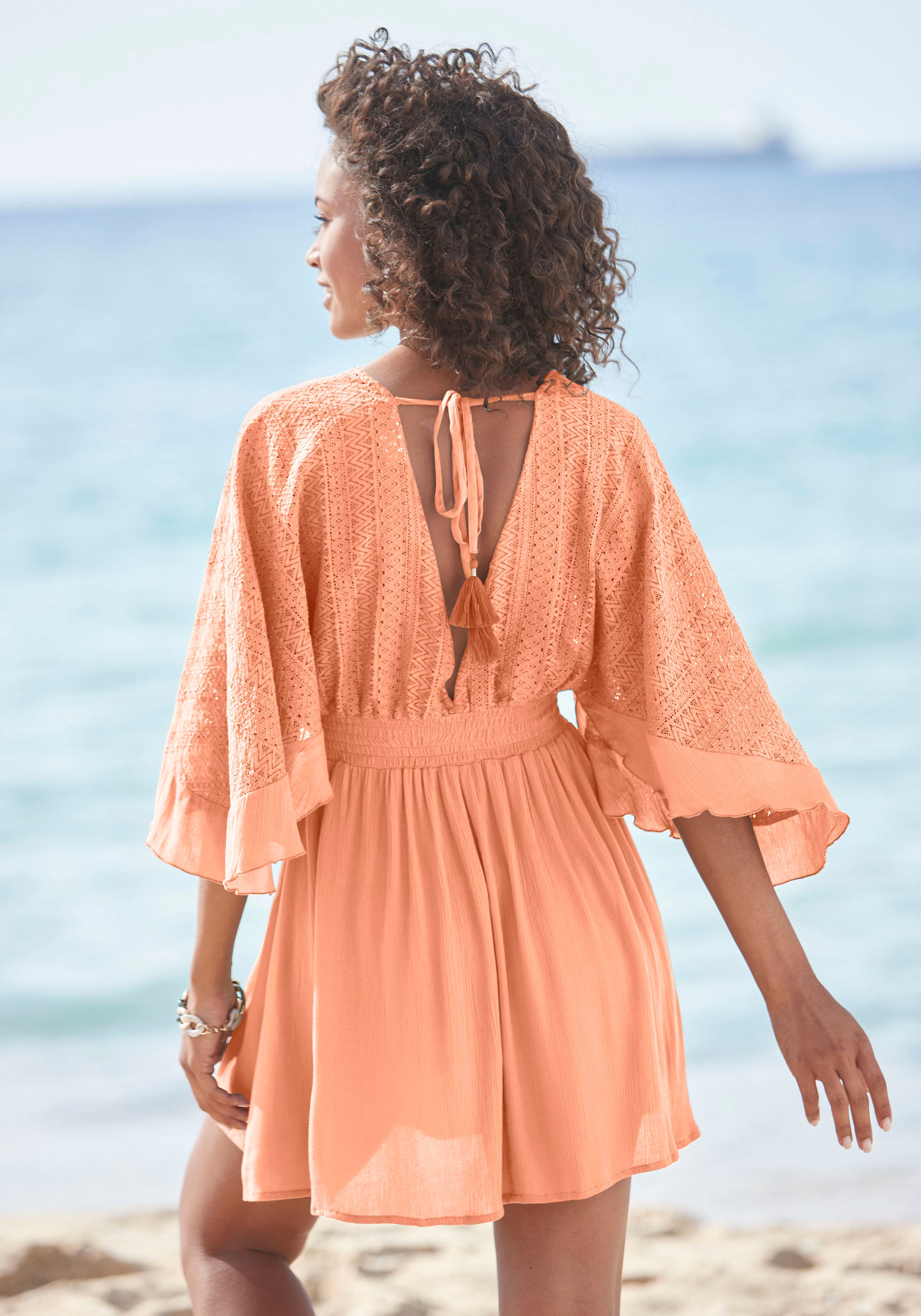 LASCANA Tunikakleid mit weiten Ärmeln, aus Spitze, Blusenkleid, Strandmode