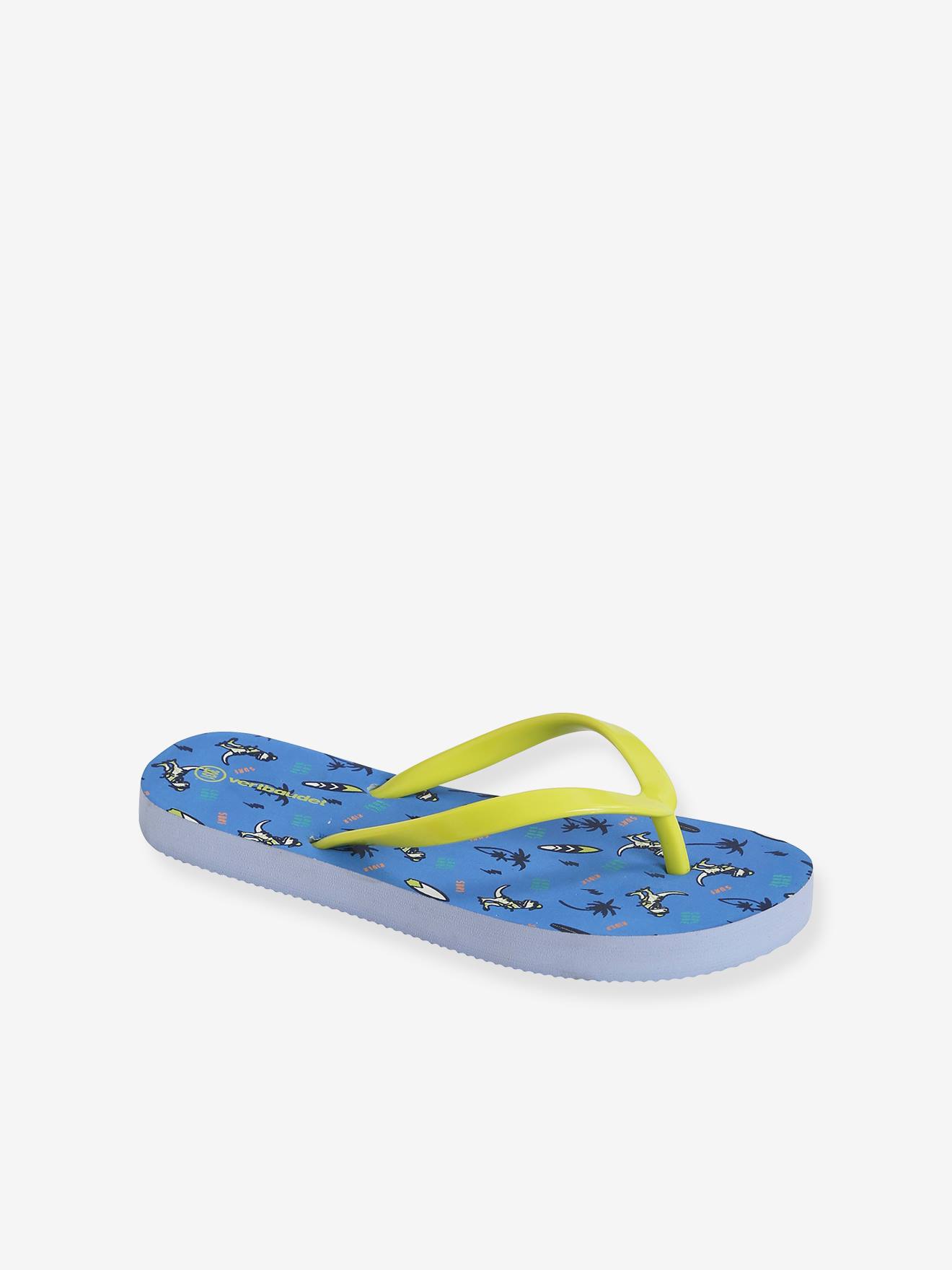 Chinelo estampado para meninos, tamanho médio, estampa azul.