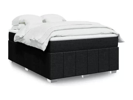 Sommier à lattes de lit avec matelas Noir 140x190 cm Tissu