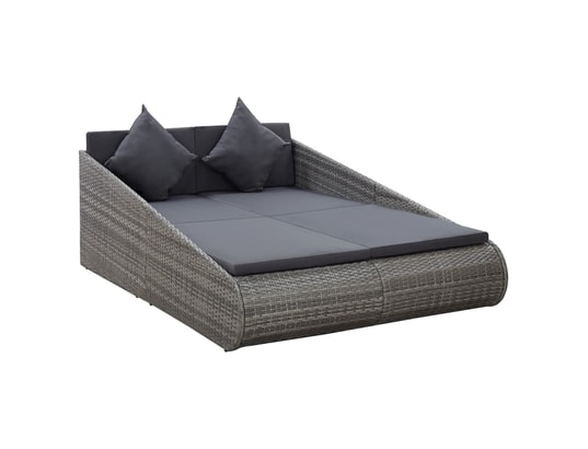 VIDAXL - Lit de jardin gris 200x139 cm résine tressée