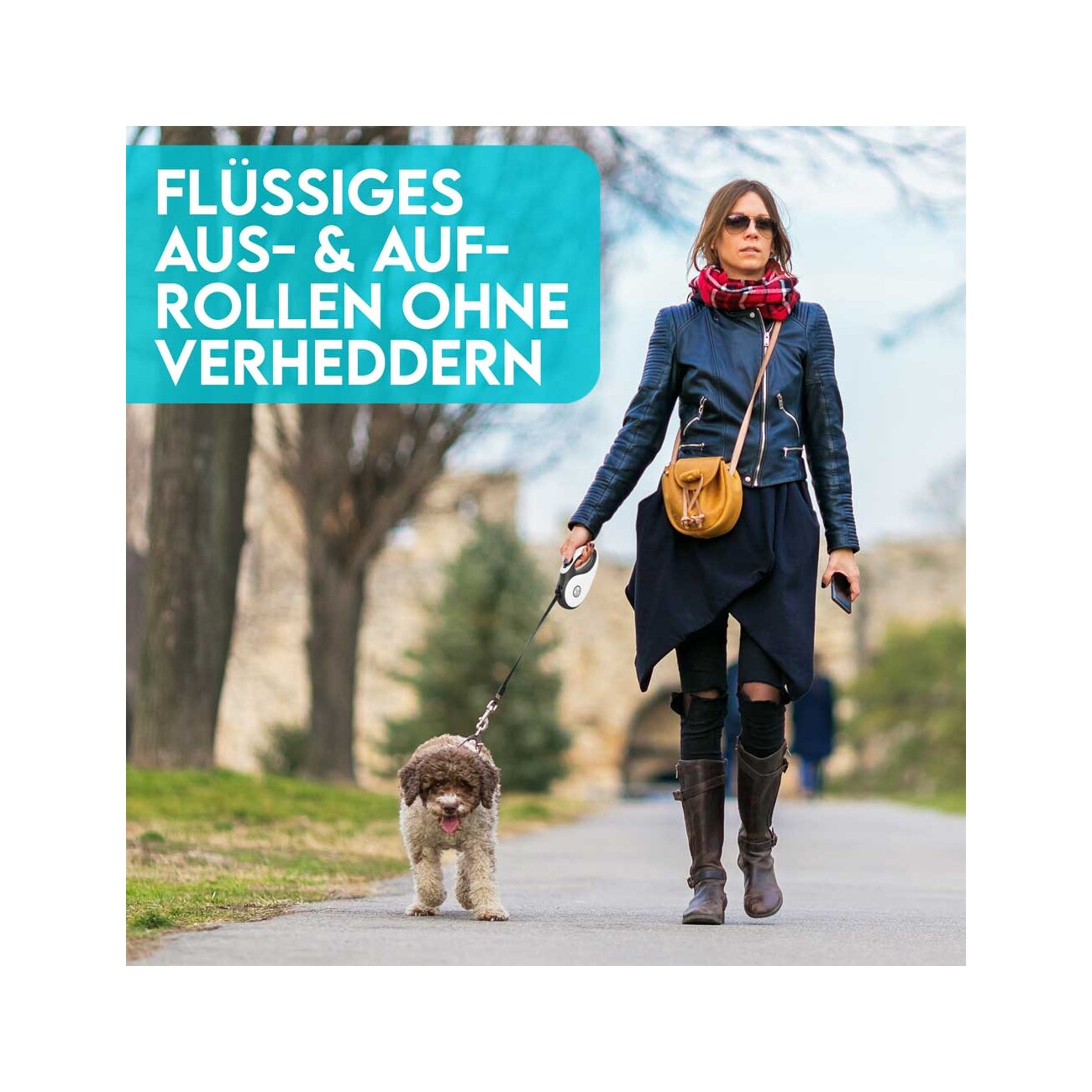 HUND IST KÖNIG Rollleine für Hunde | robuste Hundeleine für kleine & große Hunde | 15-50 kg schwarz/ weiß S