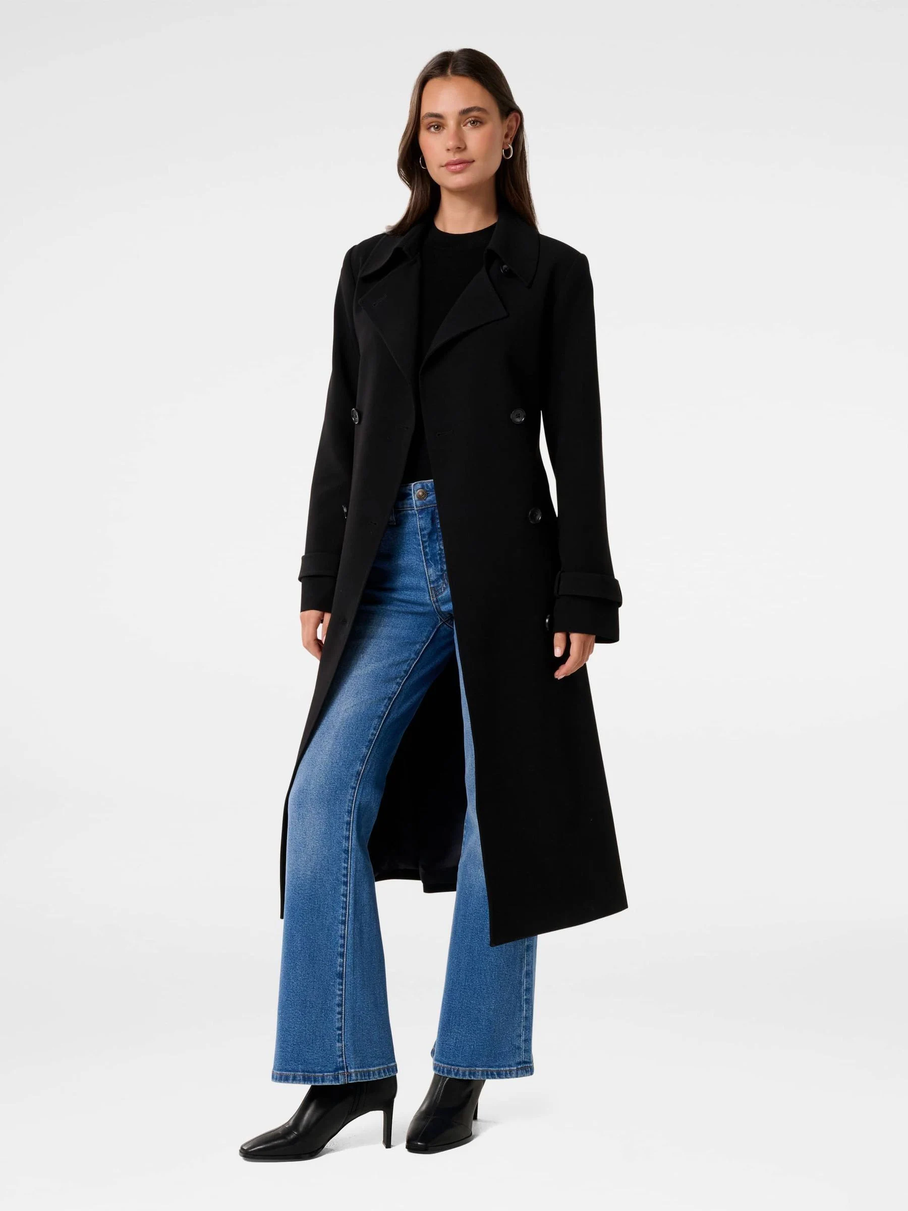 Zwart - Forever New Leanne Crepe Trench Coat