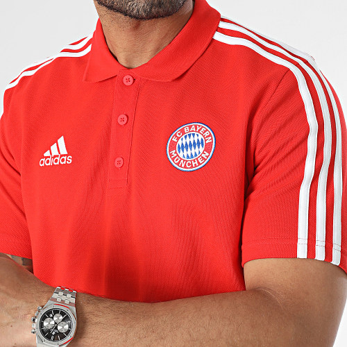 Polo Manches Courtes A Bandes Bayern Munich HY3281 Rouge
