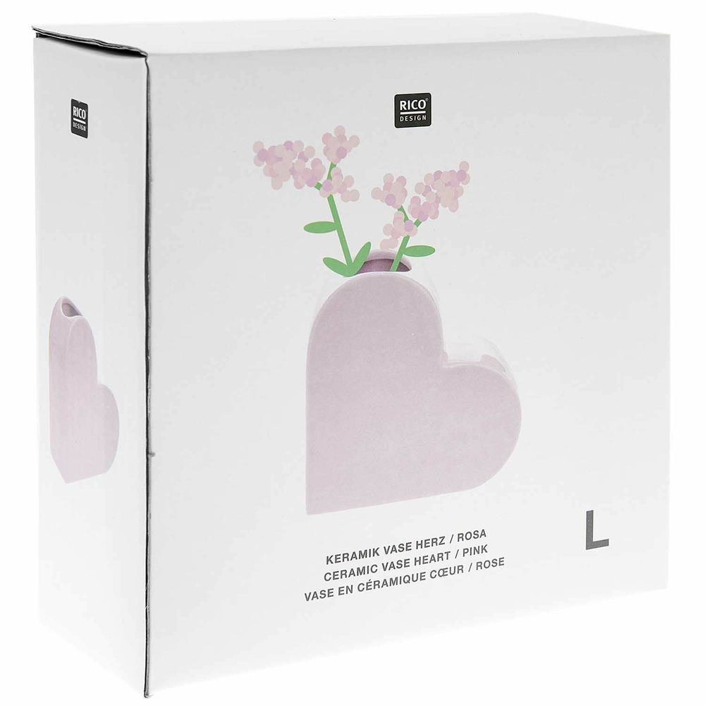 Vase en céramique coeur rose 16 cm