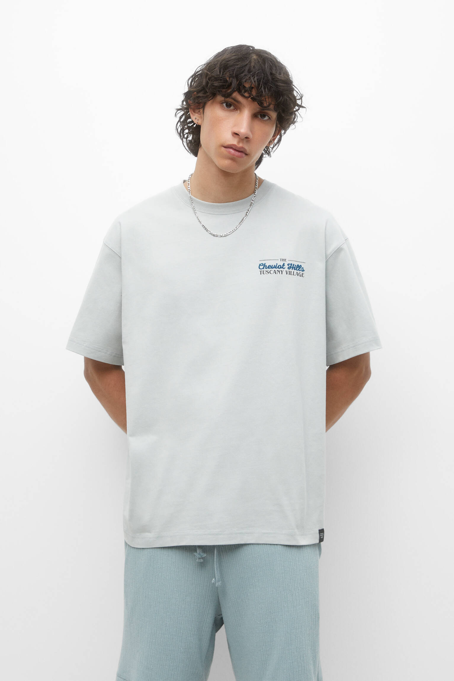 CAMISETA ESTAMPADA DE MANGA CURTA - AZUL CLARO
