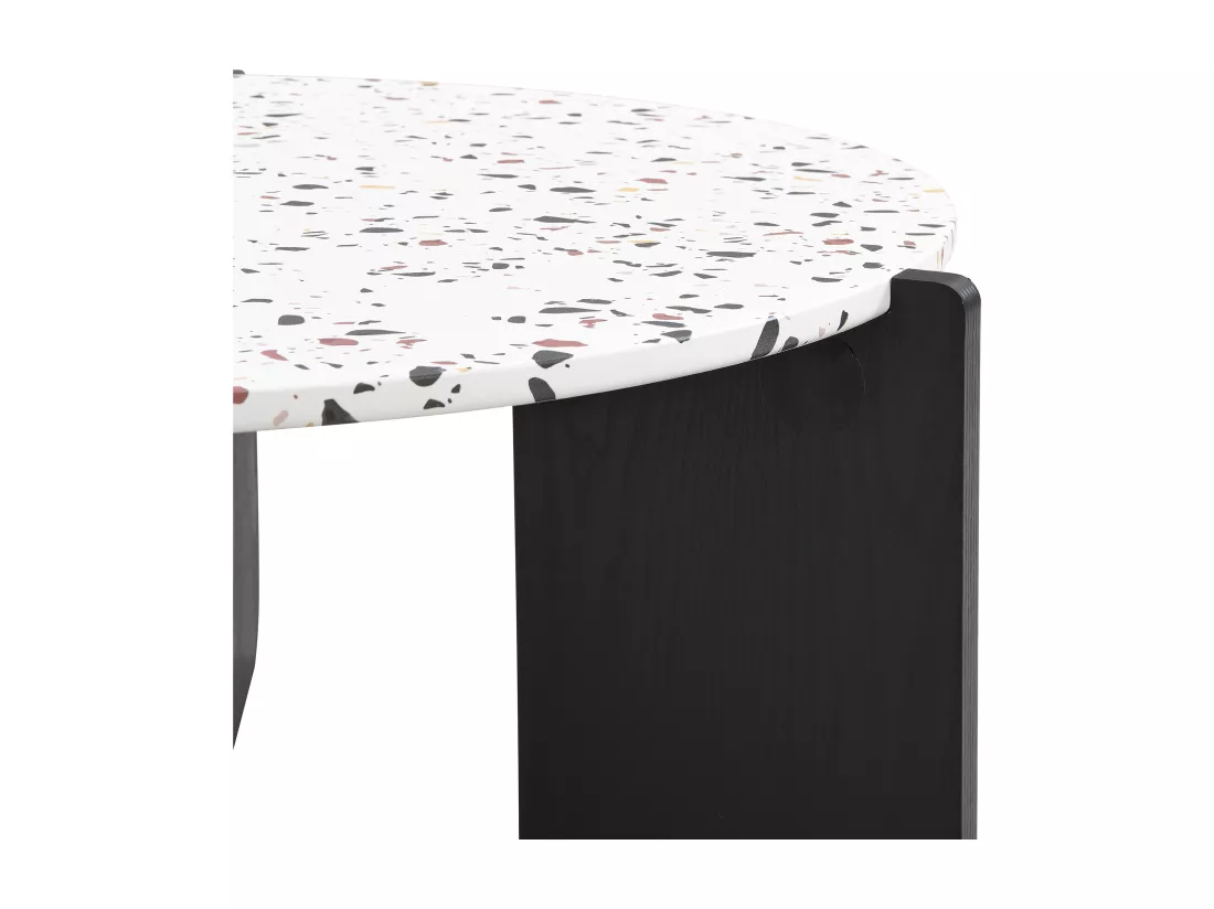 Ensemble de 2 tables basses gigognes moderne blanc et pieds noirs QEGZA BLACK