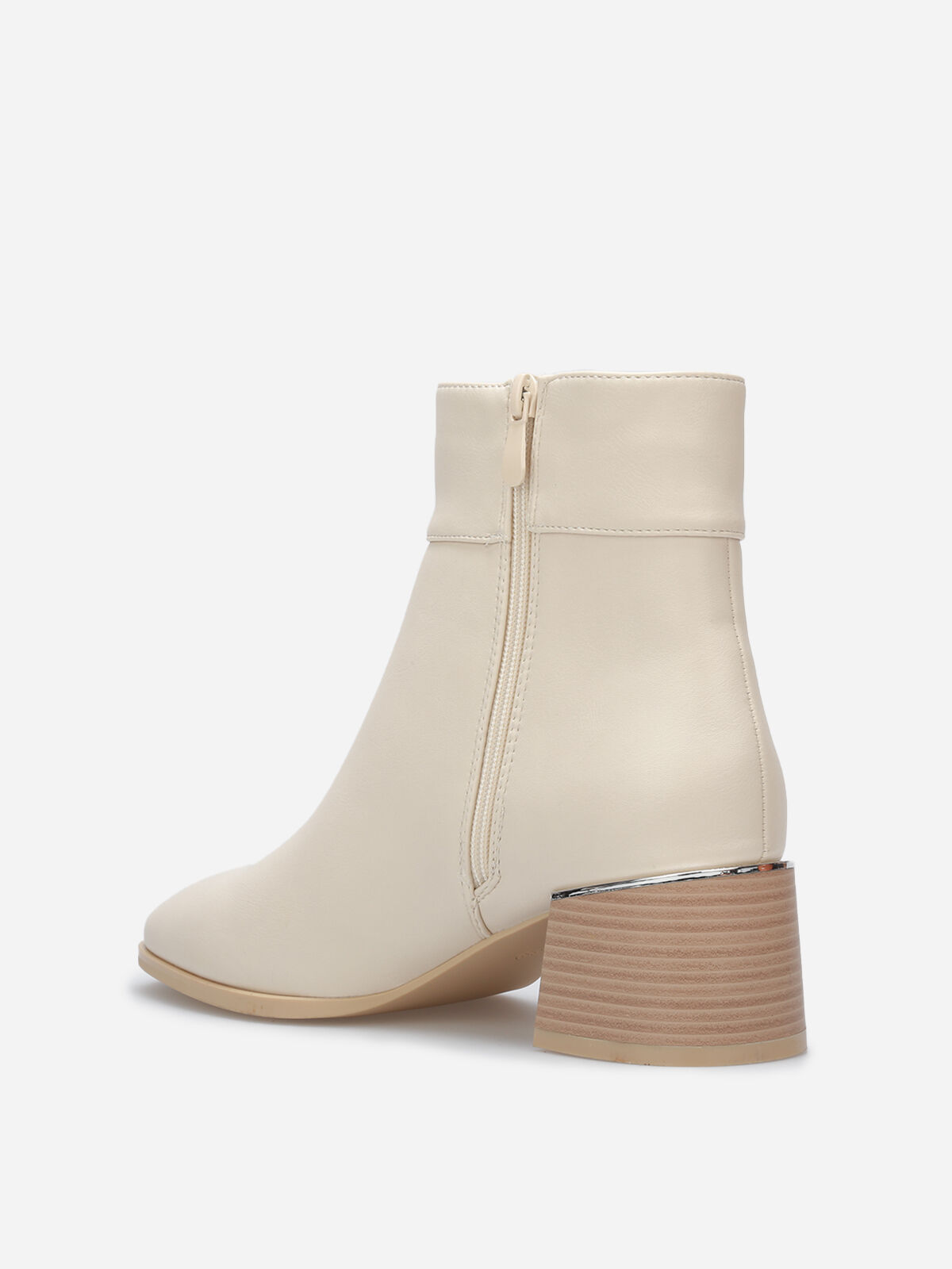 Bottines à bout carré et mors à strass- Beige