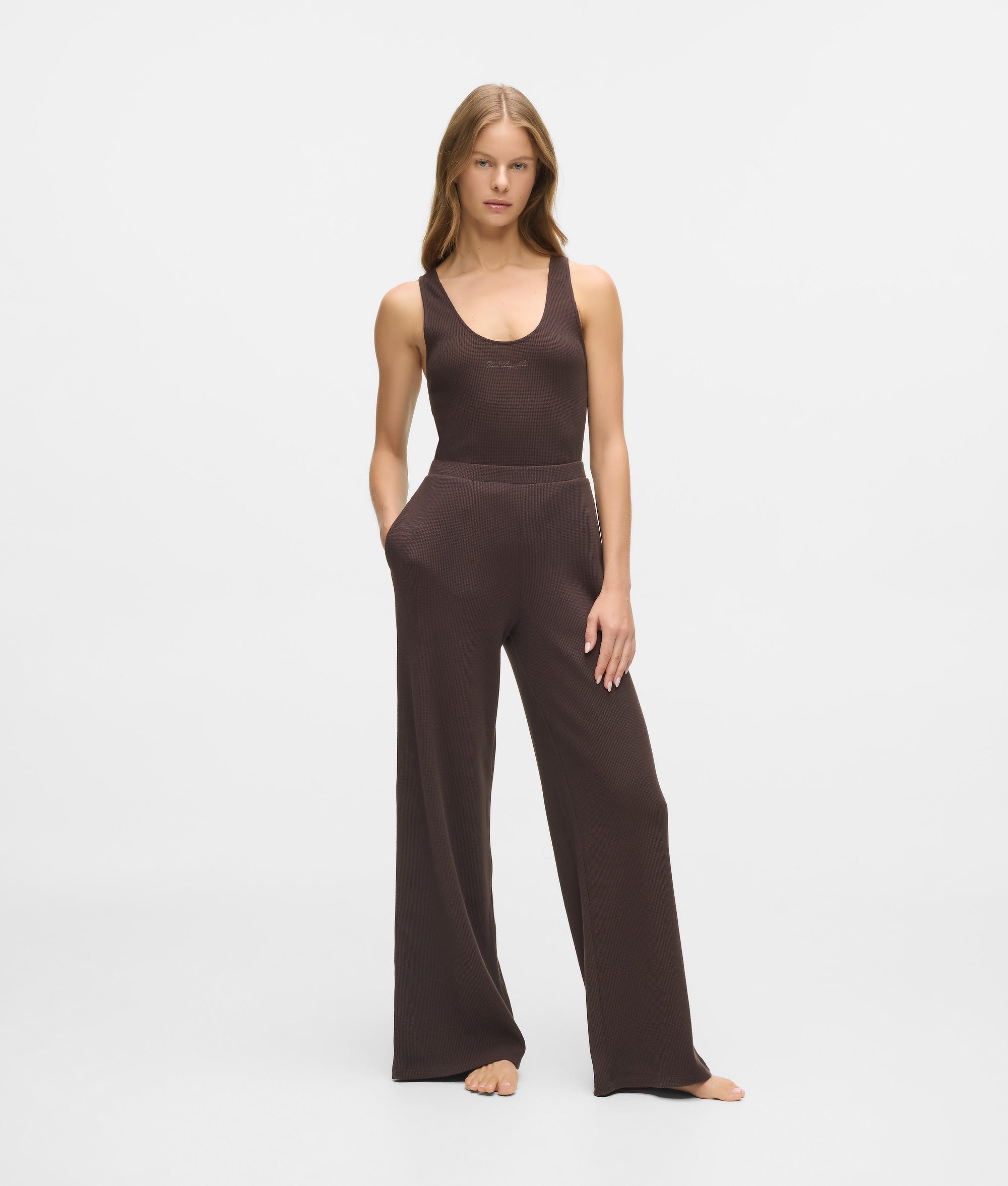 Waffle loungewear broek