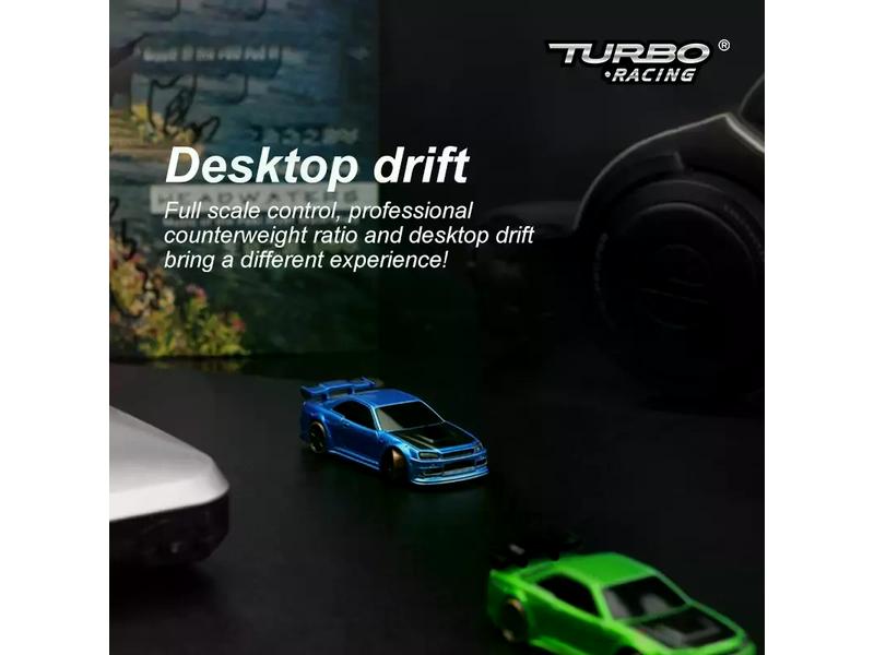 Turbo Racing Micro Drift C64, Grün RTR, 1:76 Vollwertiges RC-Auto im micro Format
