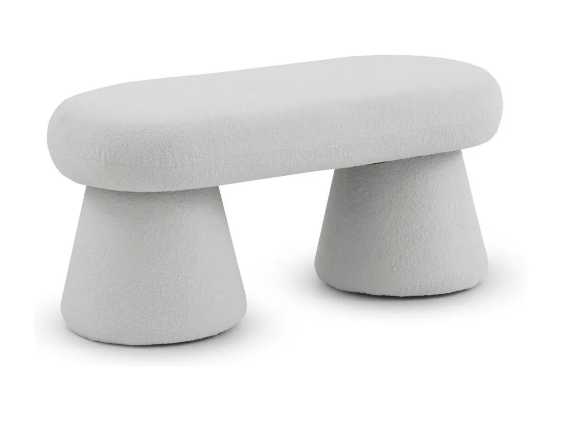 Banc tapissé avec structure et pieds en boucle blanche