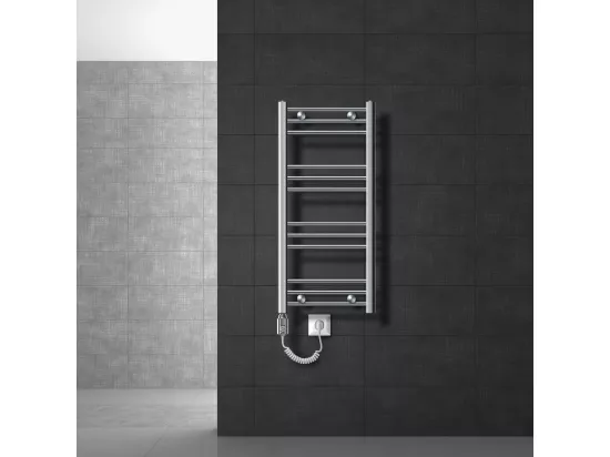 Radiateur Electrique avec Elément Chauffant 600W, 400 x 800 mm, Chrome, Connexion Latéral