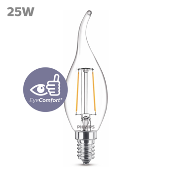 Philips LED kaars benttip E14 25W filament helder niet dimbaar