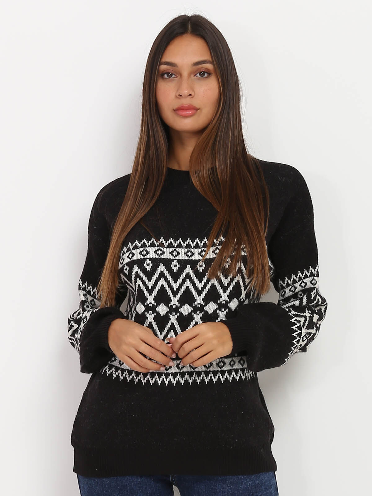 Pull jacquard- Noir