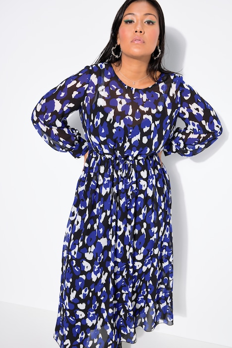 Maxikleid, A-Line, Color-Leo, Langarm