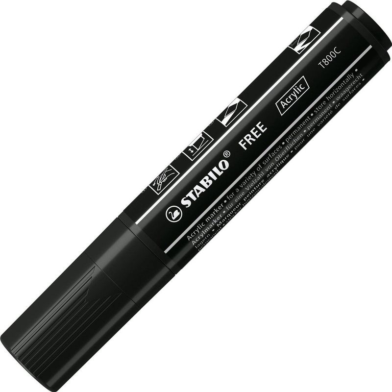 STABILO FREE - T800C - Acryl Marker - Zwart - Doos 5 stuks
