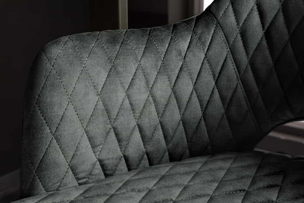 Design Barhocker PARIS grün Samt mit Lehne Metall schwarz gold Ziersteppung