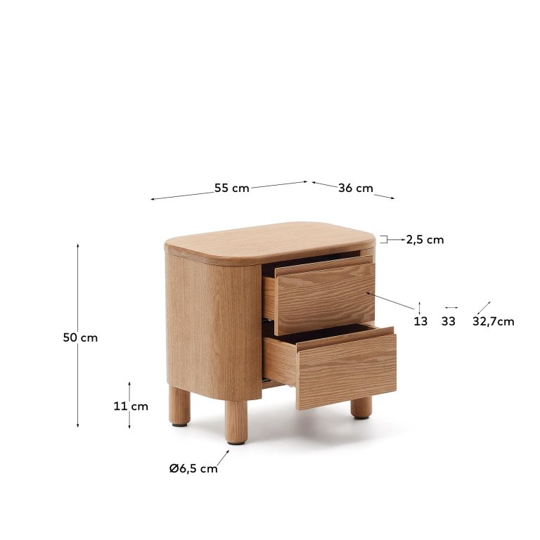Kave Home Salaya nachtkastje 55x50 essen