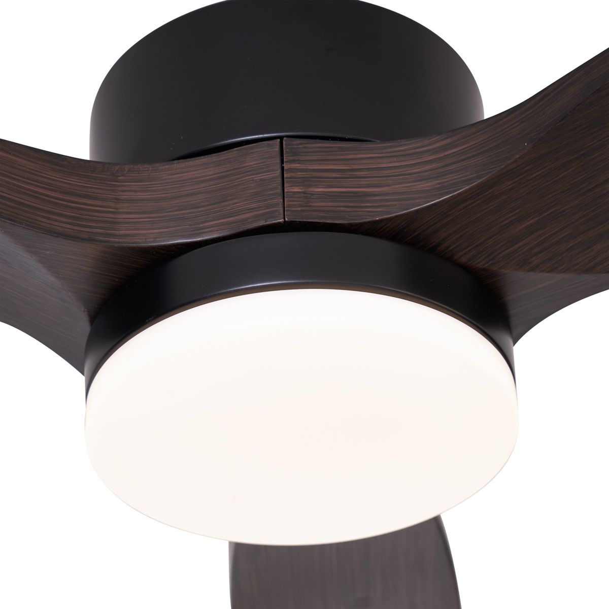 Smart plafondventilator zwart met hout print 132cm incl. LED dimbaar met afstandsbediening - Joly