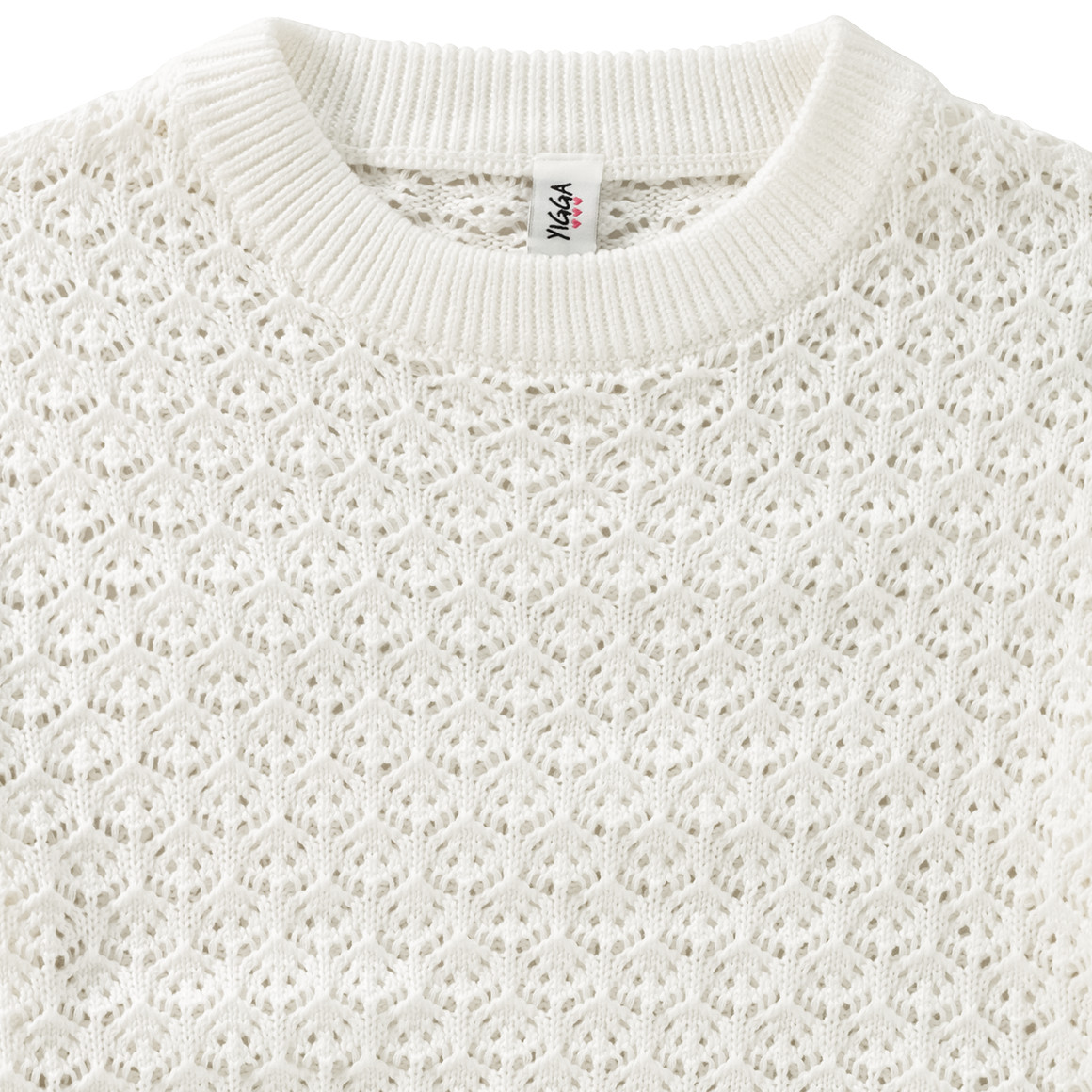 Yigga Mädchen Strickpullover mit Ajour-Muster weiss